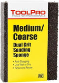 ToolPro Medium and Coarse Sanding Sponges 24-Pack - Dual-Grit Washable Sanding Blocks for Drywall, Wood, and Heavy Stock Removal