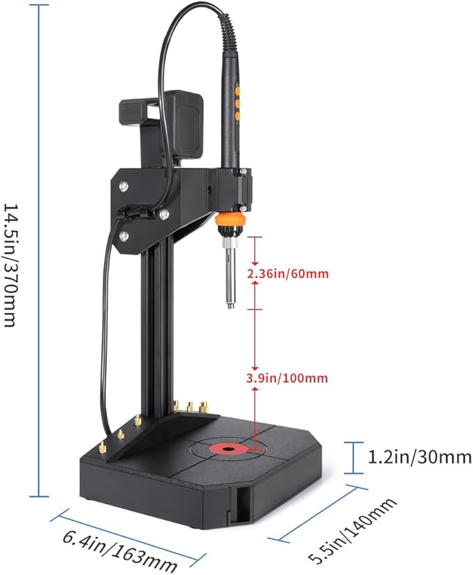Vertical Heat Set Insert Tool Pressing Machine with 90W Soldering Iron, Heat Set Tips M2-M8, 30PCS Brass Nuts Threaded Inserts for 3D Printed Part