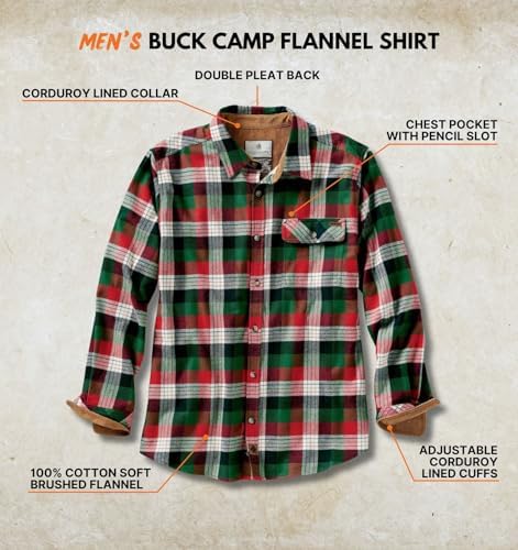 Legendary Whitetails Mens Flannel Long Sleeve Button Down 100% Cotton Shirt