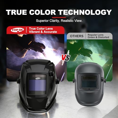 TOPDC Auto Darkening Welding Helmet 3.94x2.64 in Viewing Screen for MIG TIG