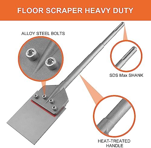 Firecore SDS Max Floor Scraper, 6" x 25" Thinset Removal Chisel Bit FS18625