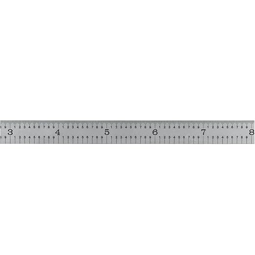 PEC Tools Made in USA Machinist Rule, 12" Flexible Steel Rule, Satin Chrome Finish, Markings 1/32", 1/64",1/10",1/50" for Professionals