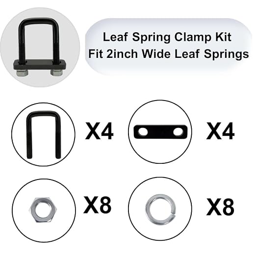 4 Pack Square U-Bolt for Trailer- Fits 2.0 Inch Wide Leaf Springs, Galvanized Steel Clamp Set, Secure Fit for Truck, Boat and Trailers, Black
