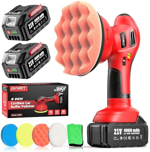 6 Inch Cordless Car Buffer Polisher With 2×4000mAh Batteries