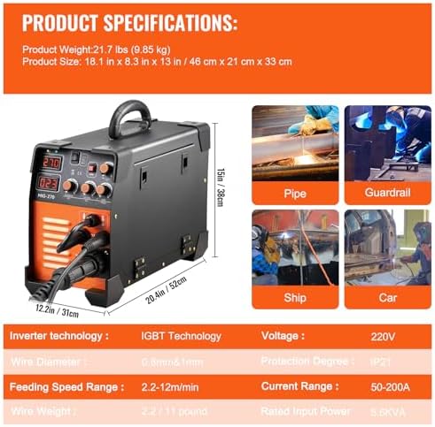 VEVOR MIG Welder 3-in-1 Welding Machine 270 Amp MIG Lift TIG Arc Welder