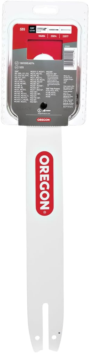 Oregon 16-Inch Replacement Chainsaw Bar and S55 AdvanceCut Chainsaw Chain Combo, 55 Drive Links, Pitch: 3/8", .050" Gauge (105668), fits several Stihl models, Grey