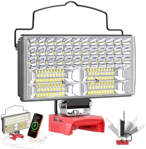 Cordless LED Work Light Compatible with Milwaukee 18V Battery - Flood Construction Light Emergency Portable for Work Shop | Car Repair | Outdoor - 145W 14500Lumen with USB & Type-C(Tool Only)