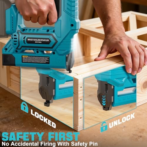 Ecarke Cordless Brad Nailer 2-in-1 Compatible with Makita 18V Battery, 18 Gauge Nail Gun 5/8 to 1-1/4 Inch with 2000 Nials for Wood Carpentry, Powered Electric, 2 Mode, Tool Only