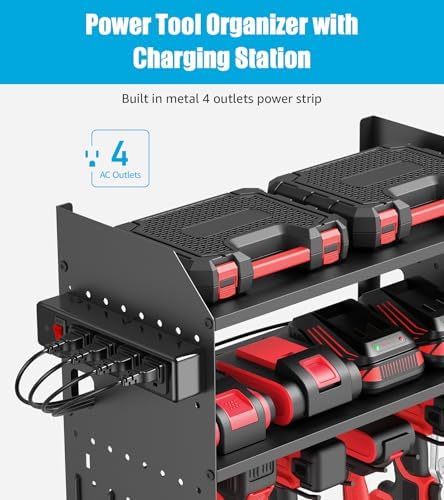 CCCEI Modular Power Tool Organizer Wall Mount with Charging, Black, 1 Pack