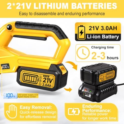 Cordless Snow Shovel, 13" Electric Snow Shovel with 2×3.0Ah Batteries