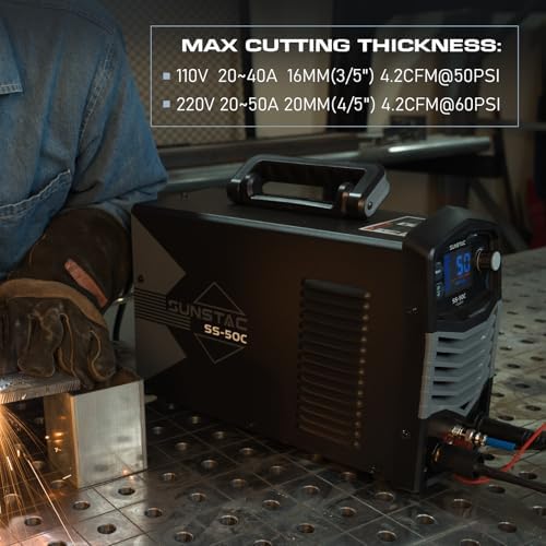 Sunstac 50A Plasma Cutter with Non-HF Pilot Arc, 110V/220V