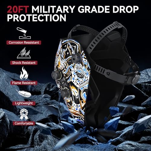 ARCCAPTAIN Auto Darkening Welding Helmet, 3.94"X3.66" Large Viewing Screen
