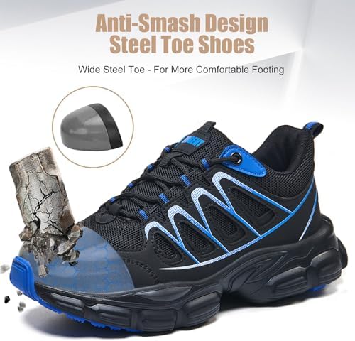 Hogent Steel Toe Shoes for Men Women - Non Slip & Lightweight Work Shoes