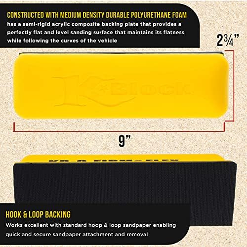 Dura-Gold Pro Series 9" K-Block Sander Firm & Flex Hand Sanding Block Pad with Hook & Loop Backing and PSA Sandpaper Adapter Pad & 120 Grit PSA Longboard Sandpaper 20 Yard Continuous Roll, 2-3/4" Wide