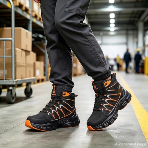 Hogent Steel Toe Shoes for Men Women - Non Slip & Lightweight Work Shoes
