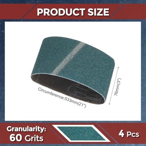 4 Pcs Sanding Belts 3 x 21 Inch 60 Grit Zirconia