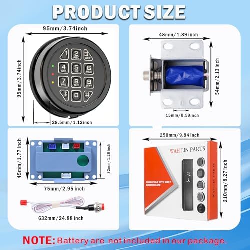 Black keypad Gun Safe Lock Replacement with Solenoid Lock
