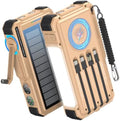 BLAVOR Solar Power Bank with Hand Crank and Built-in 4 Cables 20000mAh
