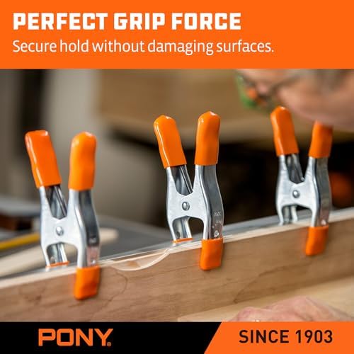 PONY 11-3/8" Heavy Duty Metal Spring Clamps with Protective Tips, 6-Piece