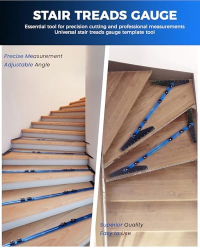 TANYO Stair Tread Template Tool, 8" to 60", Adjustable for Measuring (Blue)
