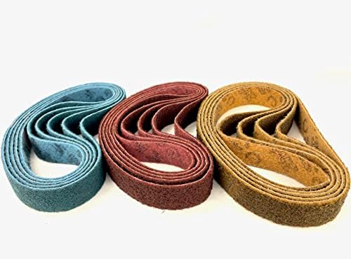 BLUEROCK 15 Pack Assorted Grit 1.5" x 30" (40mm x 760mm) Nylon Non-Woven Sanding Belts for Model 40A & Metabo Sander