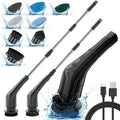 APLUSH Electric Spin Scrubber,Cordless Shower Cleaning Brush with 7 Replaceable Brush Heads, Adjustable 2 Speeds Extension Handle Power Cleaning Brush for Tub Tile Floor Car,Black