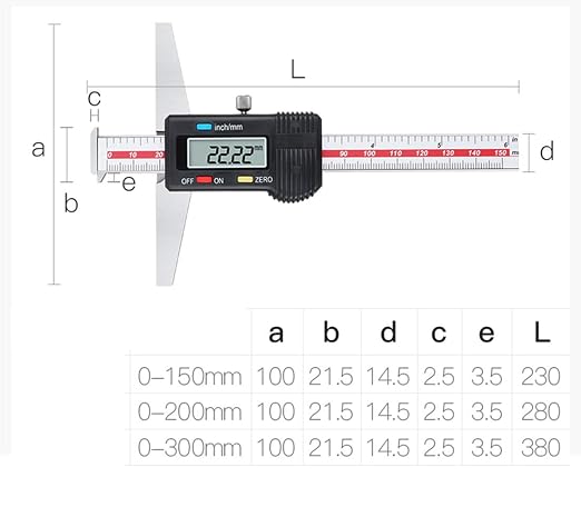 Depth Gauge Vernier Caliper 0-150mm 0-200mm,0-300mm (Digital 200mm(Double-Hook))