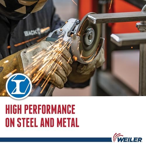 Weiler 57128 Tiger 6" Grinding Wheel, Type 27, 1/4" Thick, A24R, 5/8"-11 UNC Nut (Pack of 10)