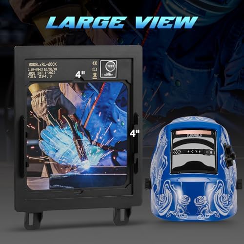 High-Definition Welding Helmet Auto Darkening with a View Like Sunglasses- 180° View 4"X4" Screen with Solar Power, 4 Arc Sensors 2.8/5-9/9-13 Shade for TIG MIG Grinding, Lightweight & Durable