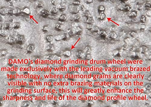 DAMO 2"X2" 90-Degree Diamond Grinding Drum Wheel, Coarse Grit, 5/8”-11 Thread, Ideal for Shaping Circles, Arcs, and Sink Hole Cutouts – Vacuum Brazed Technology for Granite, Concrete, and Marble Edges