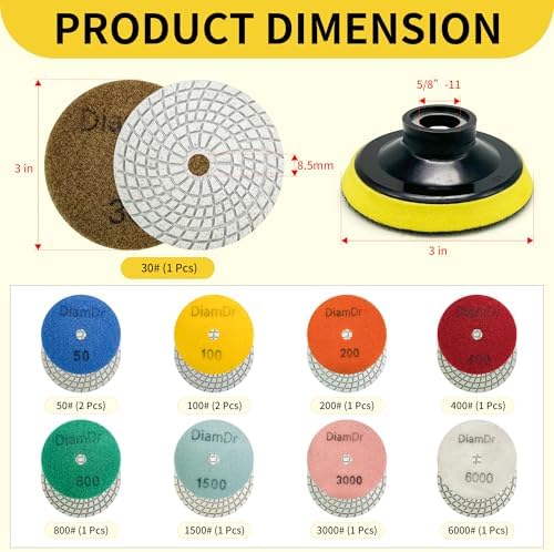 3 Inch Diamond Polishing Pads Tile Stone Diamond Sanding Pads Kit