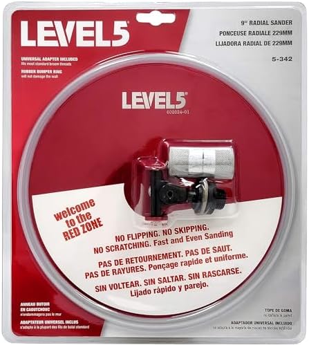 LEVEL5 Sanding Combo | 9 Inch Radial Sanding Head & 48 Inch Fixed Sander Pole | Anodized Aluminum Construction | 5-344