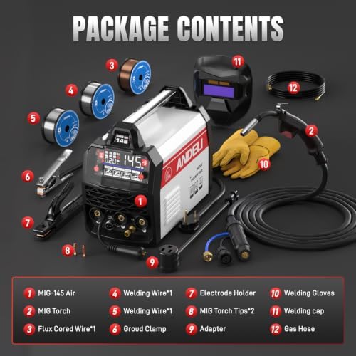 ANDELI Aluminum MIG Welder145A, 4-in-1,110V/220V