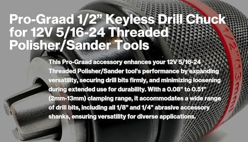 5/16-24 Adapters for Orbital/DA & 12V Cordless Polisher Sander Tools (1/2" Keyless Drill Chuck)