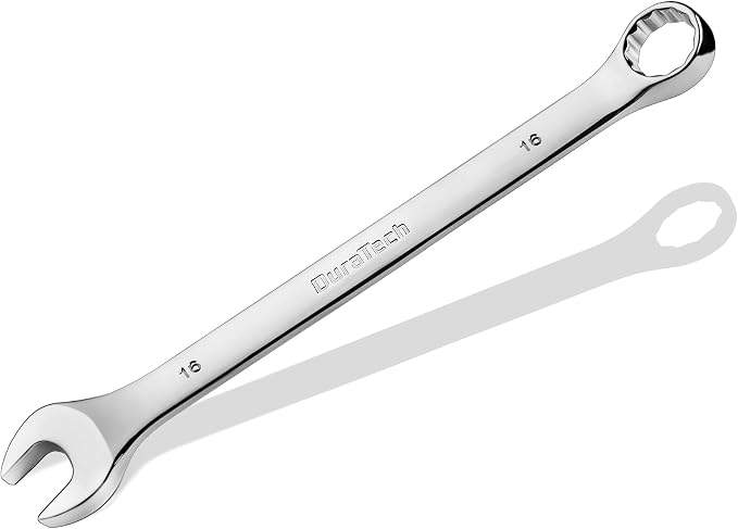 DURATECH 16mm Combination Wrench, Metric | CR-V Constructed, Mirror Polish, 12-Point, 15-Degree Offset