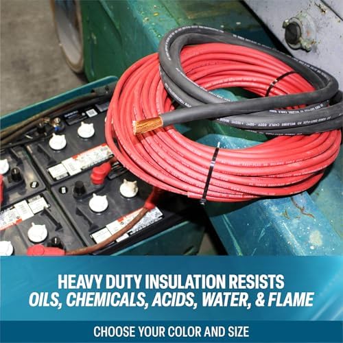 TEMCo 4 Gauge AWG 65 Ft Black Flexible Pure Copper Made in USA Welding Cable Battery Wire - Heavy Duty Solar, Inverter, Car, RV, Truck
