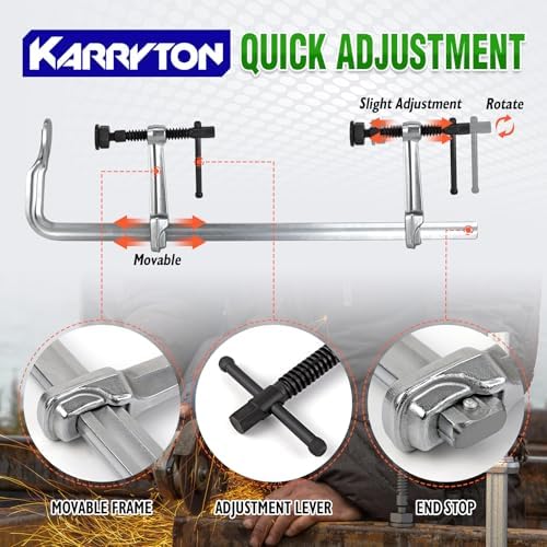 Heavy Duty 24" Inch F-Clamp w/Replaceable Pad, 5-1/2-Inch(140mm) Deep Throat, Drop Forged Steel F Style Bar Clamps for Welding, Bar Size 1-1/5" * 3/5", 2900LB Clamping Force