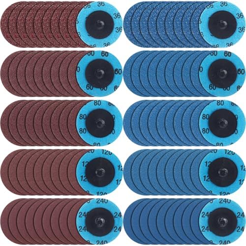 Chumia 250 Pcs 2 Inch Sanding Discs Set 5 Grit Mix 36 to 240, Red,Blue