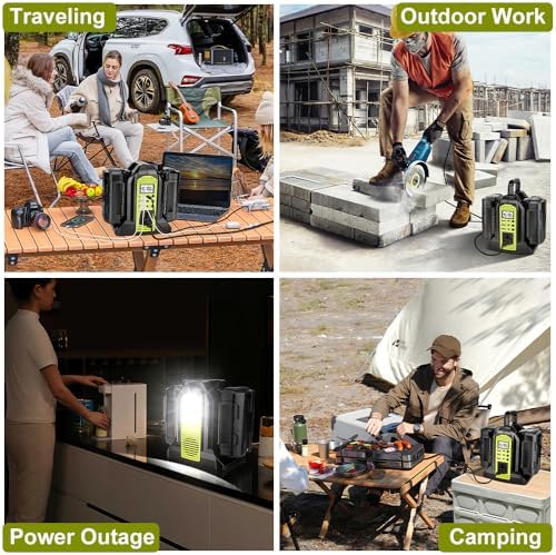 Choerinton 350W Power Inverter for Ryobi 40V Lithium Battery, 2-Port DC to AC 110-120V Inverter with LED Light, 3 USB-A,1 USB-C, DC and AC Ports, Portable Battery Inverters for Outdoor Use(Tool Only)