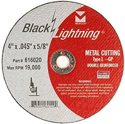 Mercer Industries 616020 - 4" x .045 x 5/8" Type 1 Black Lightning Cut-Off Wheels for Metal (50 pack)