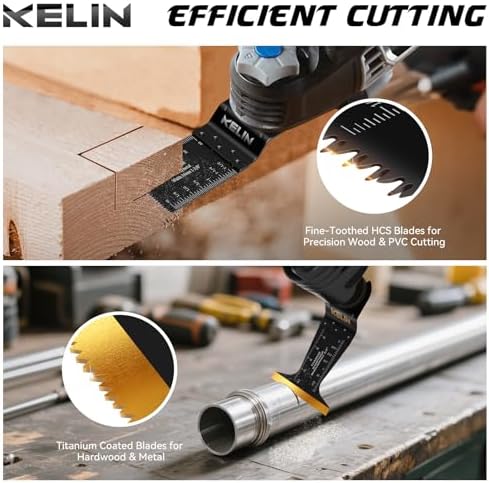KELIN 116pcs Titanium Oscillating Tool Blades, Universal Multitool Blades