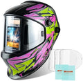 TRQWH Welding Helmet Auto Darkening Large Viewing True Color Solar Powered Welding Mask with 4 Arc Sensor Adjustable Wide Shade Range 4~5-8/9-13 Welder Mask with Grinding (TRQ-CSC003)