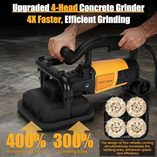 4-Head Concrete Grinding Machine, 3800W Copper Motor for Concrete Grinding