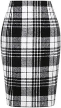 IDEALSANXUN Plaid Skirts for Women Fall Winter Knee Length Pencil Wool Skirt with Slit