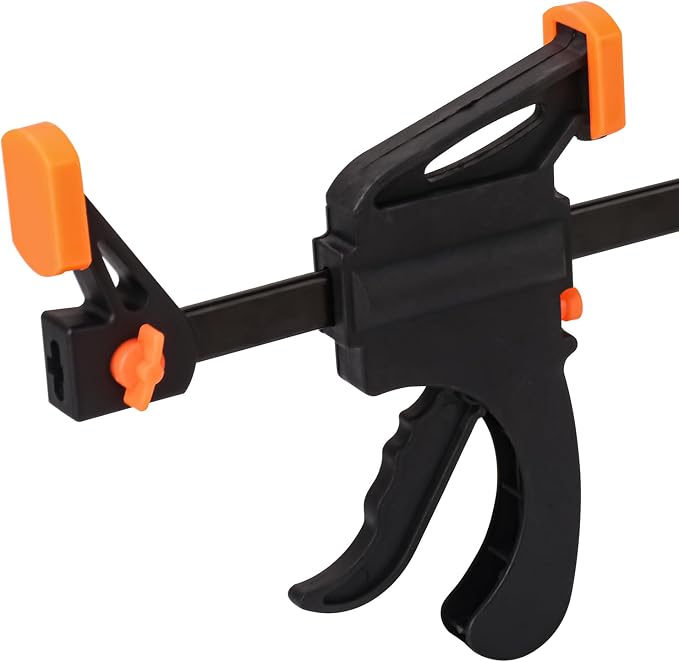 6 PCS 10 Inch Bar Clamps for Woodworking, Black E-Z Hold Woodworking Bar Clamps Set, One-Handed Quick F Clamps, F Clamps Set for Carpenters & Woodworkers Tools