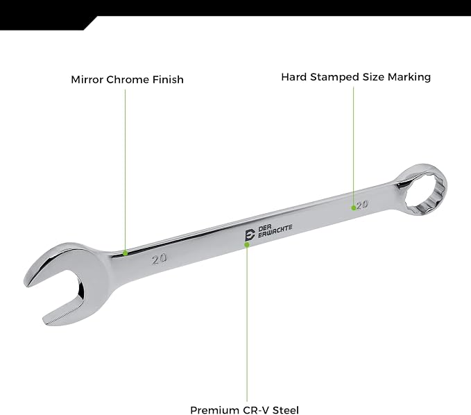 Der Erwachte 30pc Combo Wrench Set SAE Metric 1/4-1 8-22mm Storage Pouch | Made of durable Cr-V steel, dual open & box ends, sturdy build, for automotive maintenance and household repair