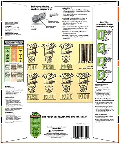 Gator CeraMax 9" x 11" Ceramic Sanding Sheets, 150 Grit, 25 Pack