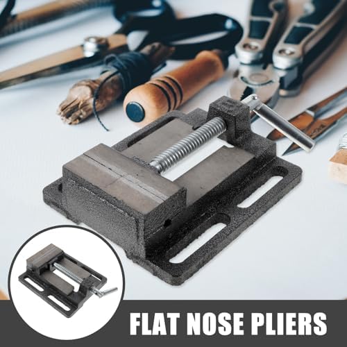 Toddmomy 3 Inch Cast Iron Drill Press Vise Bench Clamp for Woodworking and Milling Table Vise Small Workholding Device Compatible with Drilling Machines Random Color