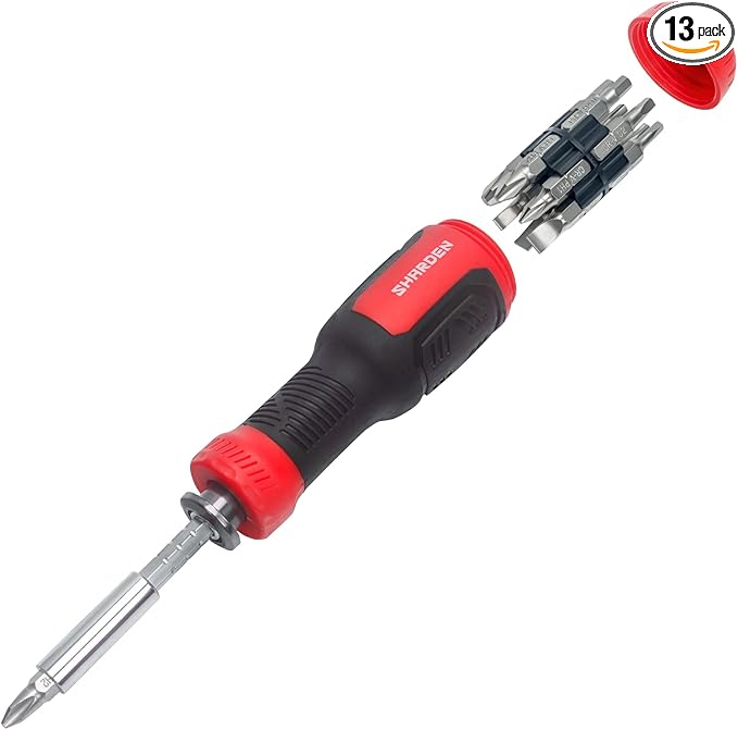 SHARDEN Multi Screwdriver 13-in-1 Screw Driver Adjustable Screwdriver Set Multitool All in One with Torx Security, Flat Head, Phillips, Hex, Square and 1/4 Nut Driver