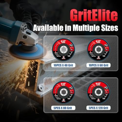 30 Pack Flap Discs 4 1/2 for Angle Grinder, 40/60/80/120 Grit Type 29 Zirconia Abrasive Grinding Wheel, 7/8" Flap Sanding Disc for Metal, Wood, Stainless Steel Finishing